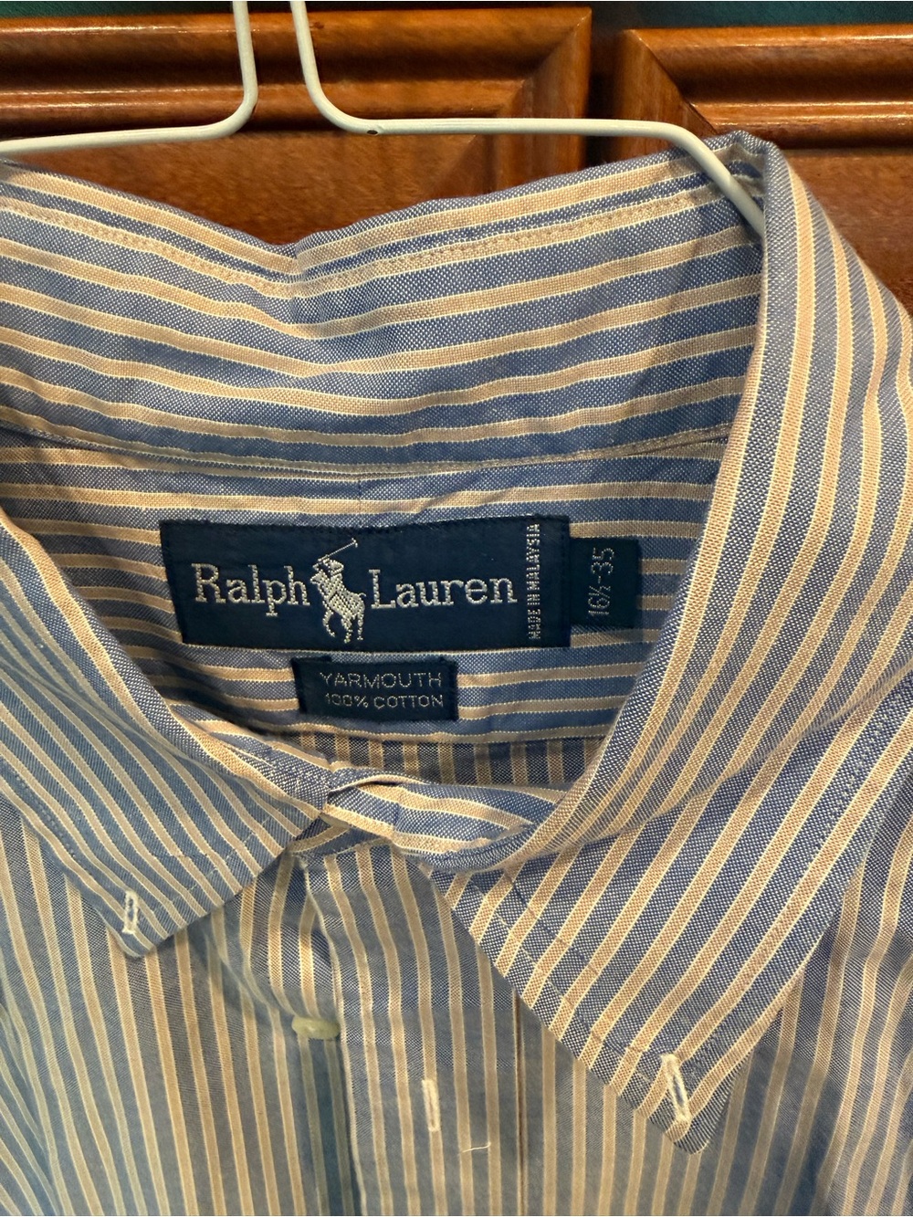 Ralph Lauren Blue and Cream Striped Dress Shirt